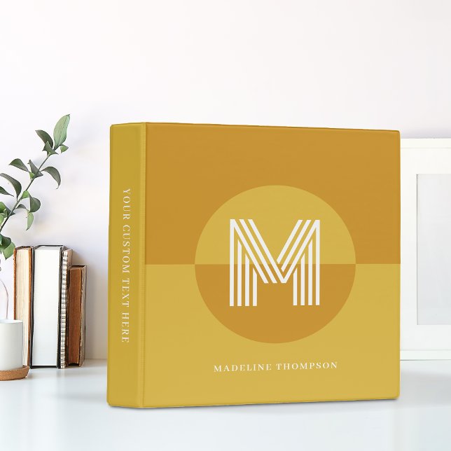 Chic Mustard Yellow Geometric Modern Monogram Binder (Creator Uploaded)