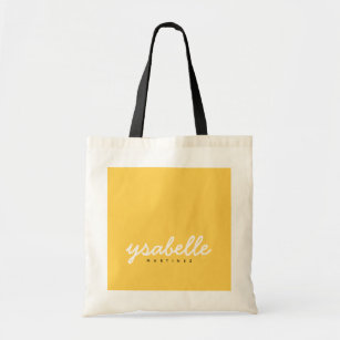 Chic Mustard Yellow Simple Bold Script Name Tote Bag