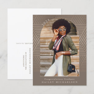 Chic Muted Geometric Print Graduation Announcement Postcard