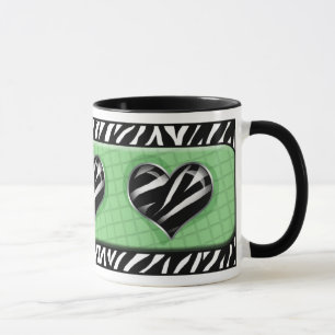 Chic My Heart Green Zebra Print Mug