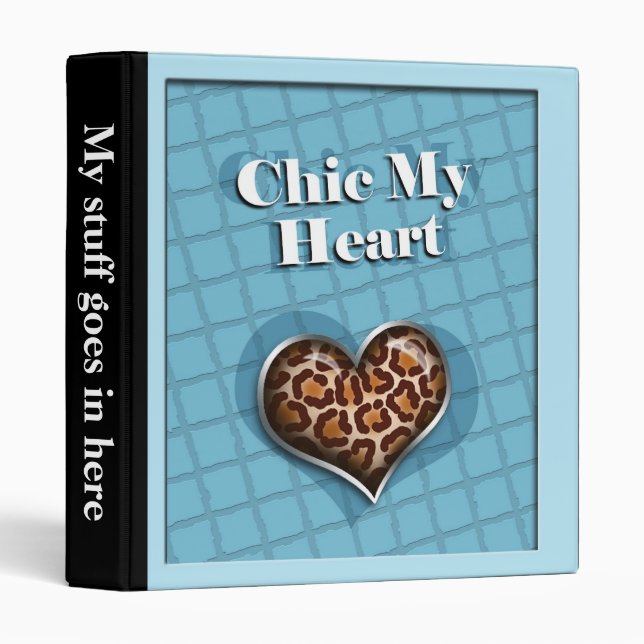 Chic My Heart Leopard Blue Binder (Front/Spine)