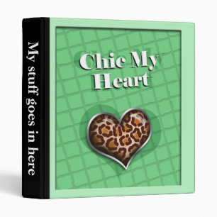 Chic My Heart Leopard Green Binder