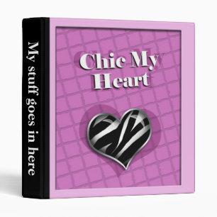 Chic My Heart Zebra Print Purple Binder