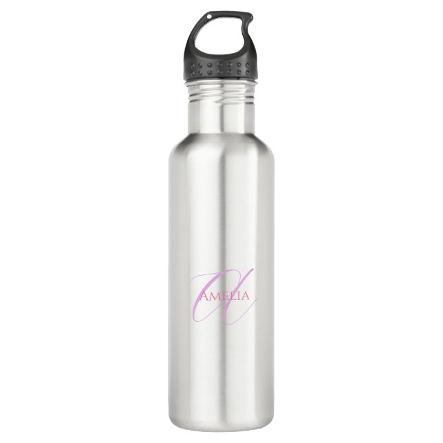 Chic Name Monogram Initial Letter Calligraphy  710 Ml Water Bottle (Front)