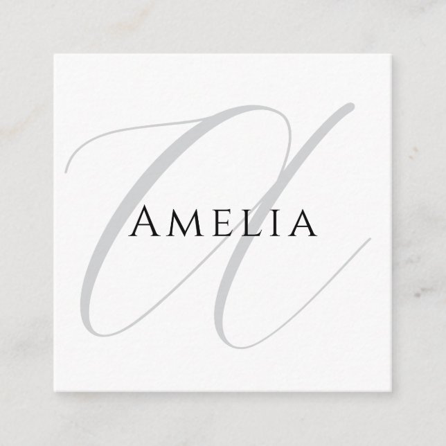 Chic Name Monogram Initial Letter Calligraphy  Enclosure Card (Front)