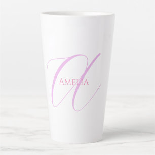 Chic Name Monogram Initial Letter Calligraphy  Latte Mug