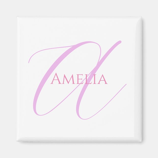 Chic Name Monogram Initial Letter Calligraphy  Magnet (Front)