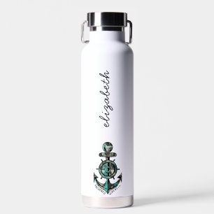 Chic Named Black & Blue Religiious Nautical Image Water Bottle