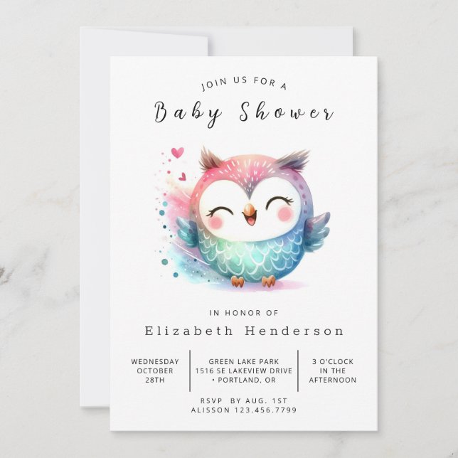 Chic Nature Owl Baby Shower Invitation (Front)