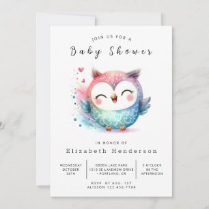 Chic Nature Owl Baby Shower Invitation