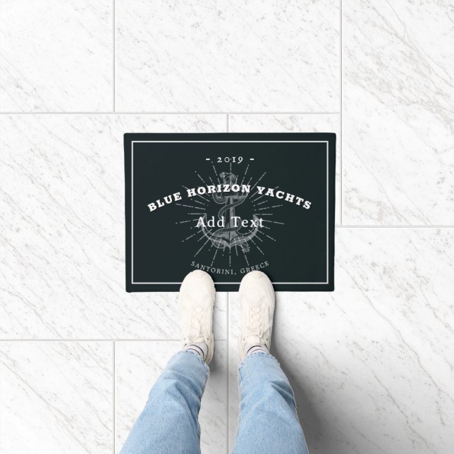 Chic Nautical Anchor Personalized Boat Captain  Doormat (Indoor)