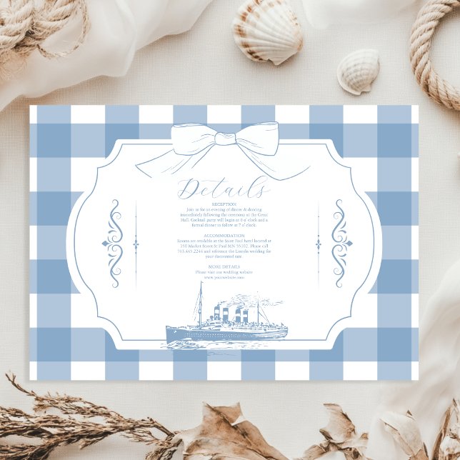 Chic Nautical Coquette Bow Wedding Enclosure Card (Creator Uploaded)