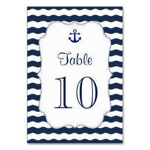 Chic Nautical Navy Wedding Table Number