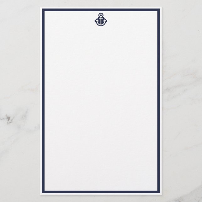 Chic Navy Anchor Stationery (Front)