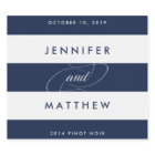 Chic Navy and White Stripe Wedding Wine Labels