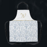 Chic Navy Blue and White Botanical Monogram Apron<br><div class="desc">With an elegant blue watercolor floral background and gold monogram these aprons are inspirational gifts for cooks and bakers. Find matching items in my shop.</div>