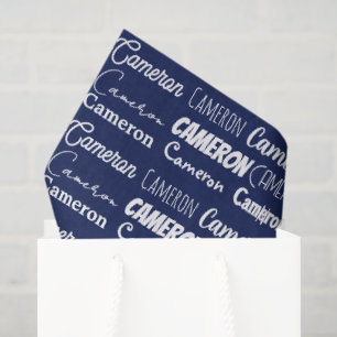 Chic Navy Blue Birthday Personalized Name Tissue Paper