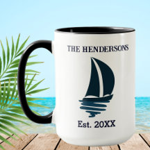 Chic Navy Blue Boat Family Name Yacht
