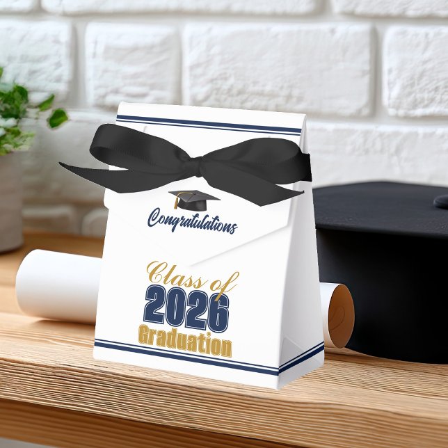 Chic Navy Blue Class of 2026 Custom Graduation Favor Box (Creator Uploaded)