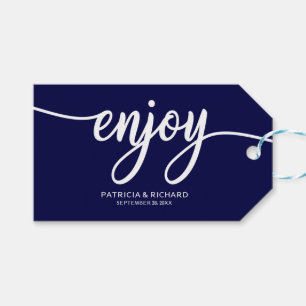 Chic Navy Blue Enjoy Wedding Favour Tags