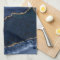 Chic Navy Blue Gold Glitter Geode Marble Monogram