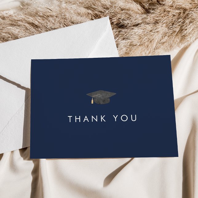 Chic Navy Blue Grad Casquette Carte de remerciemen (Créateur téléchargé)