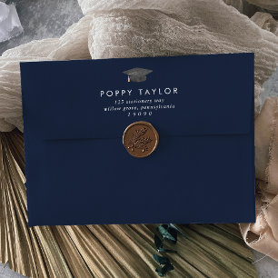 Chic Navy Blue Graduation Announcement Envelope