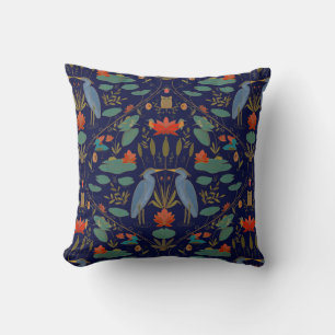 Chic navy blue Heron Pond Heritage Revival Throw Pillow