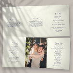 Chic Navy Blue & Ivory Wedding Tri-Fold Programme<br><div class="desc">These beautiful programs are perfect for anyone getting married this year. The design features navy blue wording on an ivory background, very trendy but with a timeless feel. The template wording is easy to personalise and there is also space to include your favourite photo. If you would like to customize...</div>