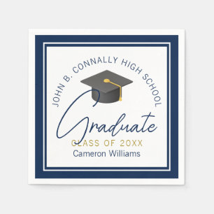 Chic Navy Blue Modern 2024 Graduation Party Napkin