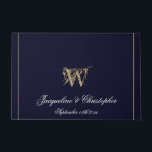 Chic Navy Blue Monogram Names Newlyweds Wedding Doormat<br><div class="desc">Chic Navy Blue Monogram Names Newlyweds Wedding Doormat. Personalized navy blue monogrammed doormat with elegant classic script for the family name initial, names of the bride and groom and date on a solid navy blue background. Perfect gift for newly weds, or beautiful for your own home. Click personalize this template...</div>