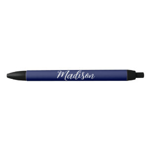 Chic Navy Blue Name Custom Handwritten Script Black Ink Pen