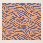 Chic Navy Blue Orange Pattern Scarf<br><div class="desc">Chic chiffon scarf with a stylish navy blue and papaya orange zebra pattern. Elegant and fashionable design. Exclusively designed for you by Happy Dolphin Studio. If you need any help or matching products, please contact us at happydolphinstudio@outlook.com.</div>
