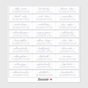 Chic Navy Blue Script Mariage Étiquettes de adress