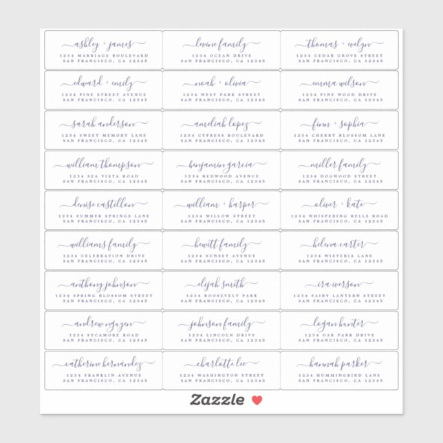 Chic Navy Blue Script Mariage Étiquettes de adress (Feuille)
