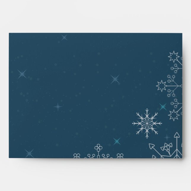 Chic navy blue snowflake winter damask envelope (Front)