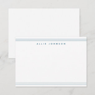 Chic Navy Blue Triple Line Two Border Name Card