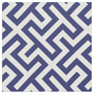 Chic navy blue white abstract geometric pattern fabric