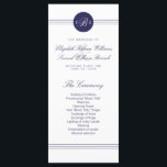 Chic Navy Blue White Monogram Program Rack Cards<br><div class="desc">Customize this beautiful stylish elegant monogram navy blue and white wedding Program Rack Cards. Modern clean and crisp design with a blue text and design on a white background. Matching products can be found in Chic Monogram Navy Blue And White Wedding Collection.</div>