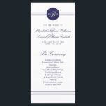 Chic Navy Blue White Monogram Program Rack Cards<br><div class="desc">Customize this beautiful stylish elegant monogram navy blue and white wedding Program Rack Cards. Modern clean and crisp design with a blue text and design on a white background. Matching products can be found in Chic Monogram Navy Blue And White Wedding Collection.</div>