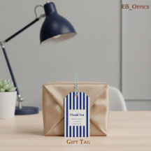 Chic Navy Blue & White Stripes Business Thank You