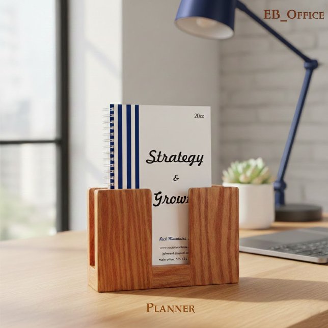 Chic Navy Blue White Stripes Customizable Business (Créateur téléchargé)