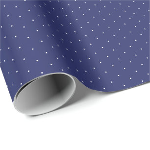 Chic navy blue white tiny polka dots cute elegant wrapping paper
