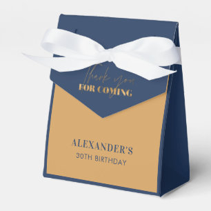 Chic Navy Gold Birthday Thank You Favor Box