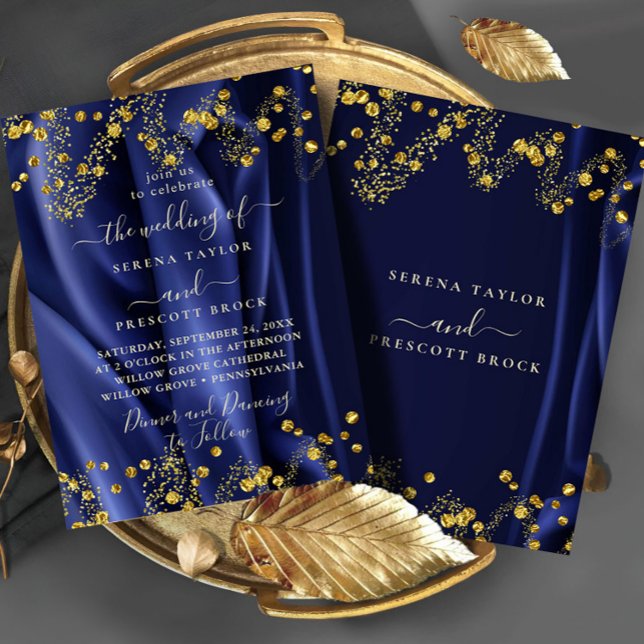 Chic Navy Gold Faire-part de mariage (Créateur téléchargé)