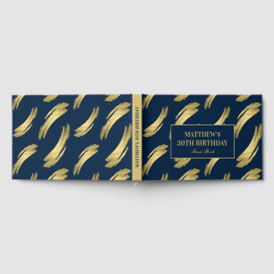 Chic Navy Gold Foil Birthday Guest Book