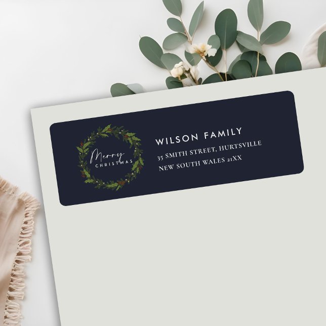 CHIC NAVY HOLLY BERRY WREATH ADRESSE DE NOËL (Créateur téléchargé)