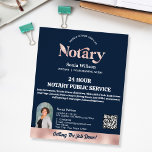 Chic Navy Mobile Notary QR Code Photo Flyer<br><div class="desc">A modern,  chic stylish mobile notary flyer with calligraphy script typography and feather pen with navy background.  Ideal for notary,  professionals,  lawyers,  loan agents,  mortgage agents... . add your photo</div>