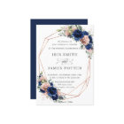Chic Navy Rose Gold Blush Floral Wedding Geometric