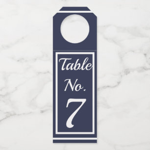 Chic Navy & White Table Number Wine Hanger Tag